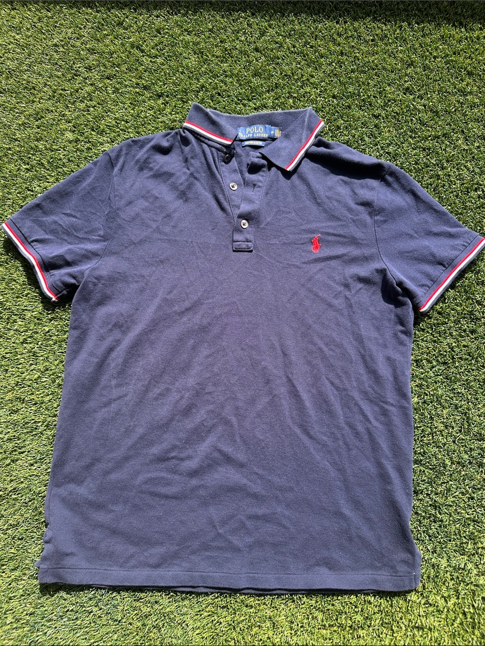 Polo by Ralph Lauren Navy Polo Shirt with Red Logo and Trim